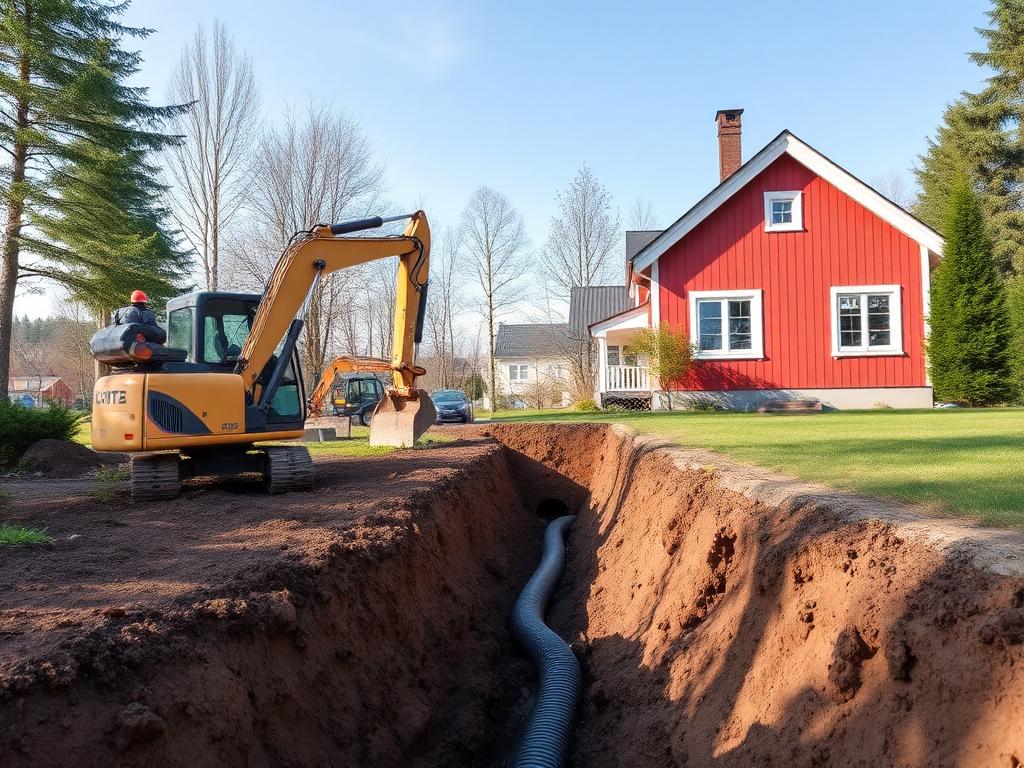 Dränering runt svensk villa